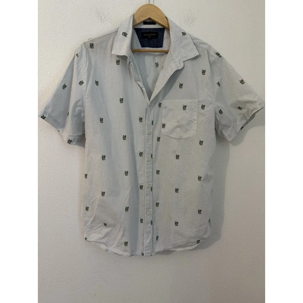 Banana Republic Men’s Shirt XL Slim Fit Short Sleeve Button-Up Cocktail EUC